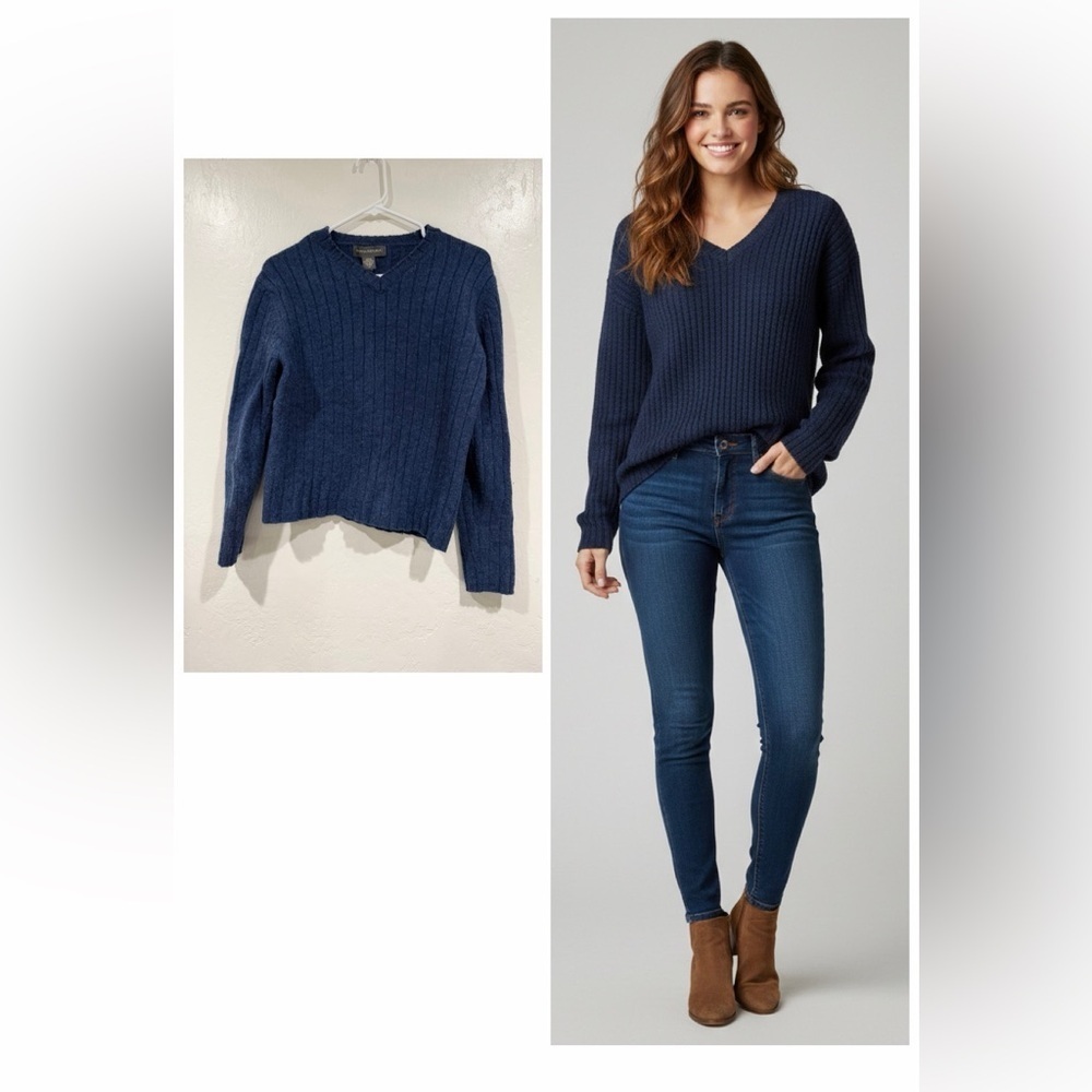 Banana Republic Navy 100% Merino Wool Knit Sweater size M